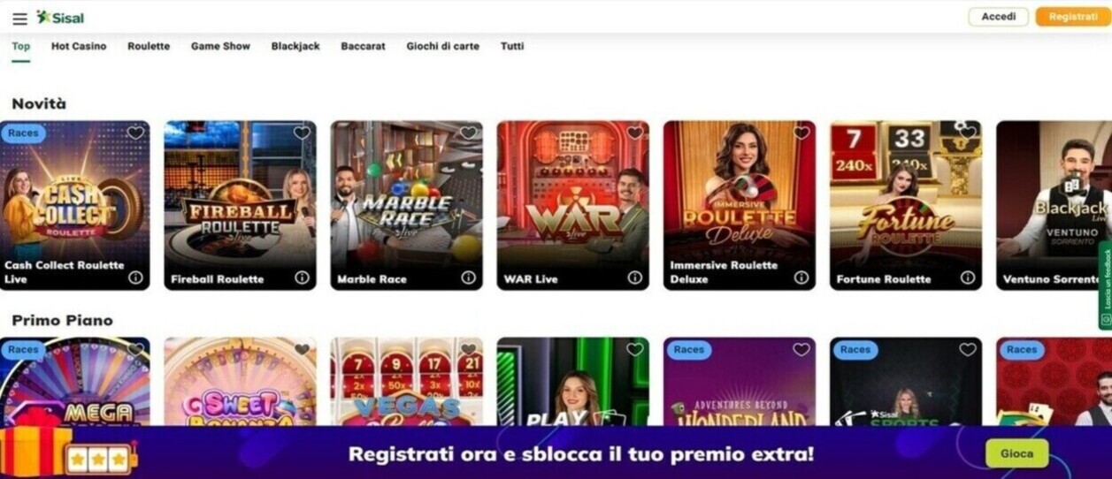 Casino Live Sisal Italia