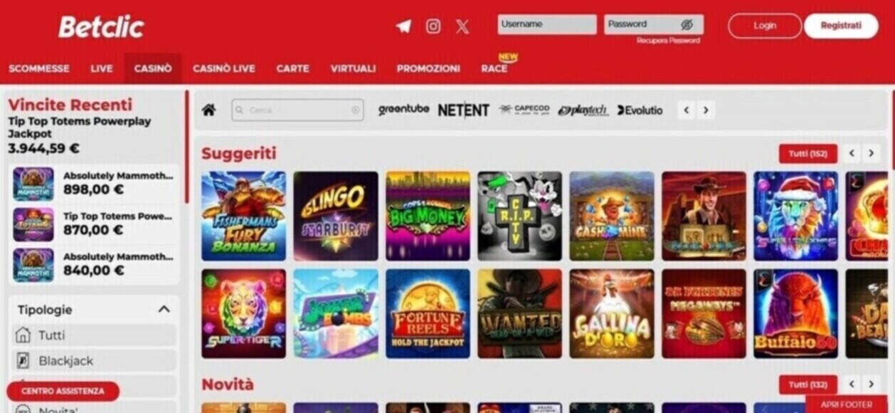 Homepage Betclic Casino Italy