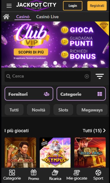 JAckpotcity Casino Homepage italia