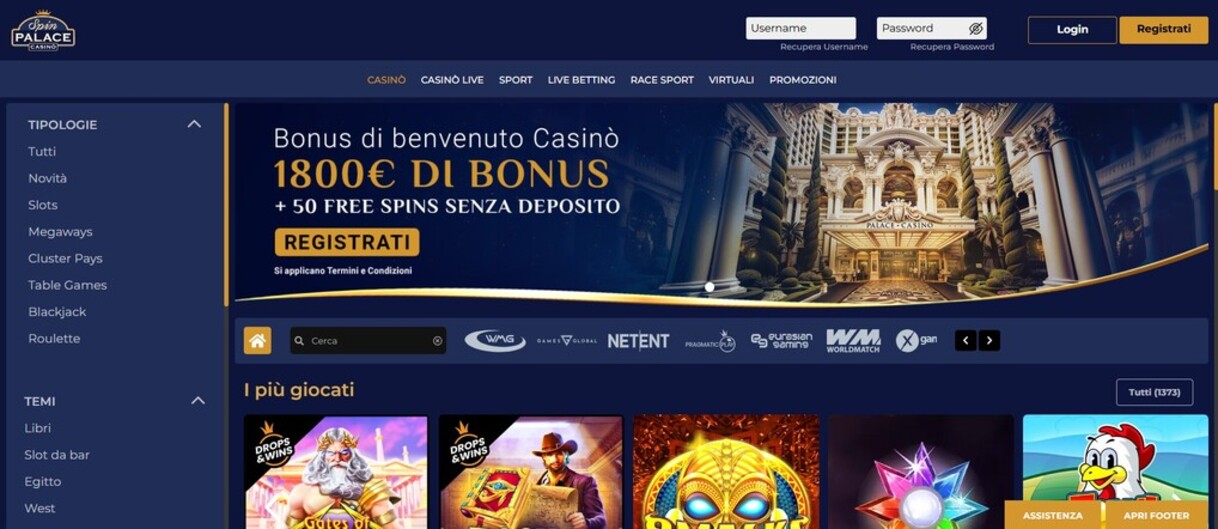 Spin Palace Casino Italia Homepa