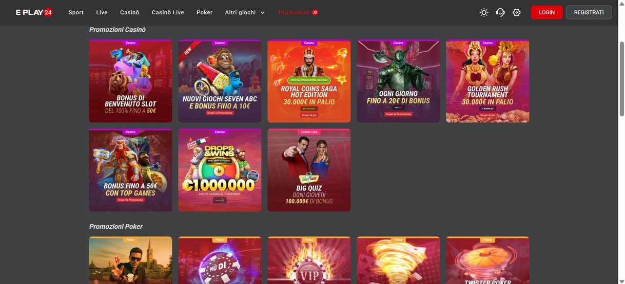 Promozioni Italia Casino Eplay24