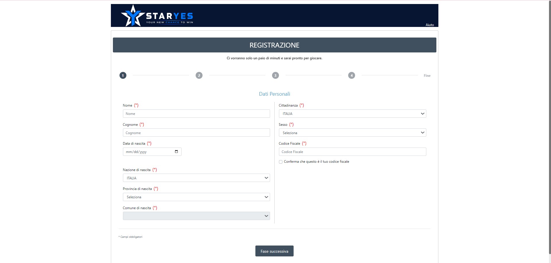 Staryes Casino Italia Registrazione