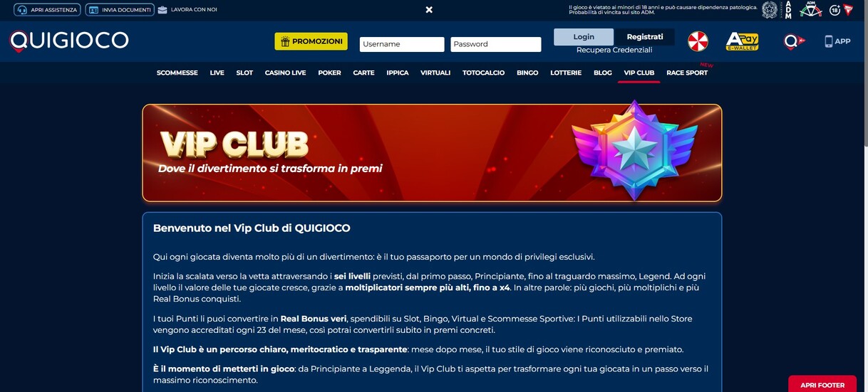 Vip Club Quigioco Casino Italia